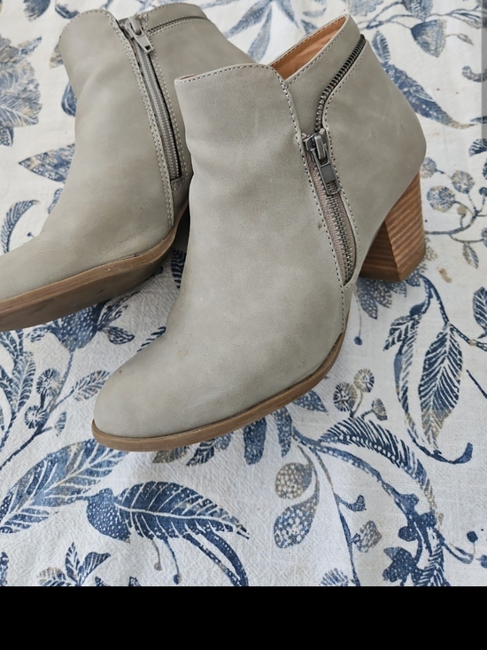 Report Shoes - Women's Grey Suede Ankle Booties with Side Zip
